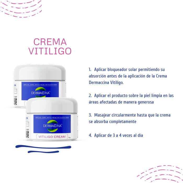Sigue las instrucciones de Dermaccina Cream Vitiligo para obtener los mejores resultados  Dcto 43%Off